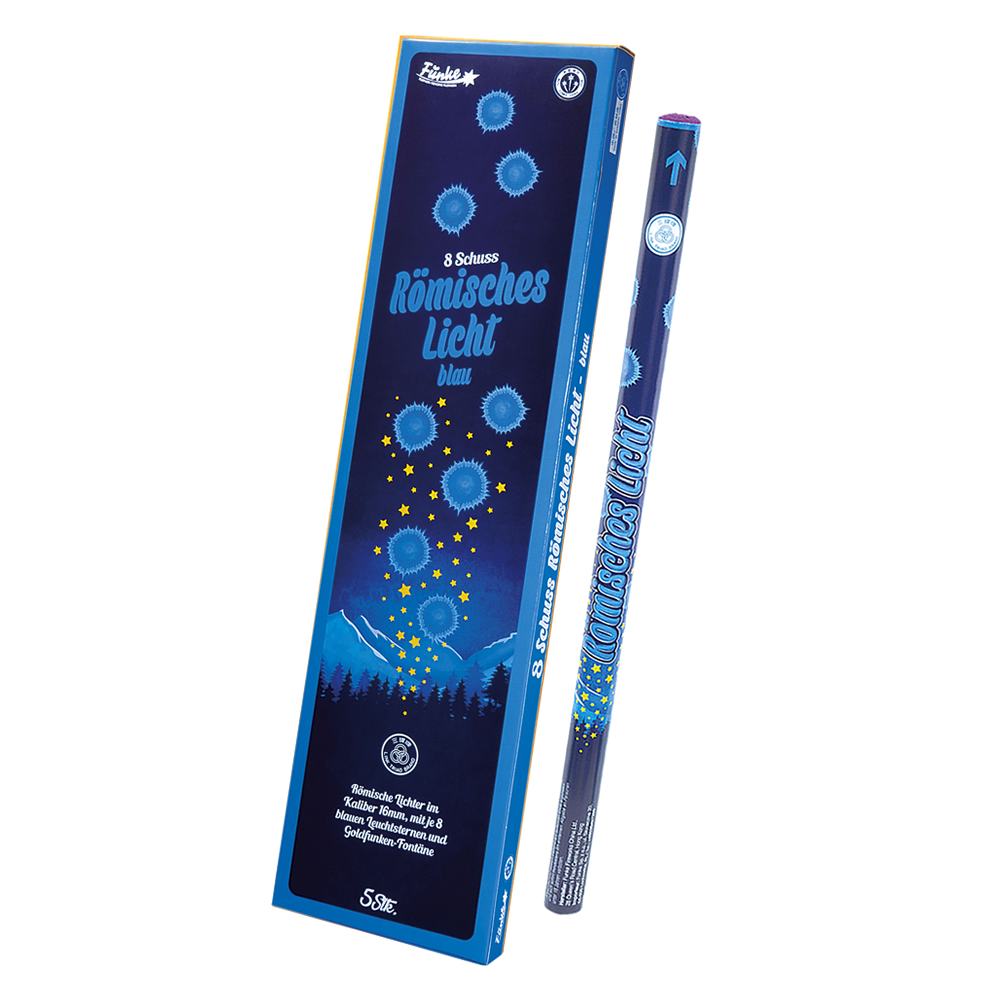 8 Schuss Römisches Licht Kal. C - Blau 5er Packung